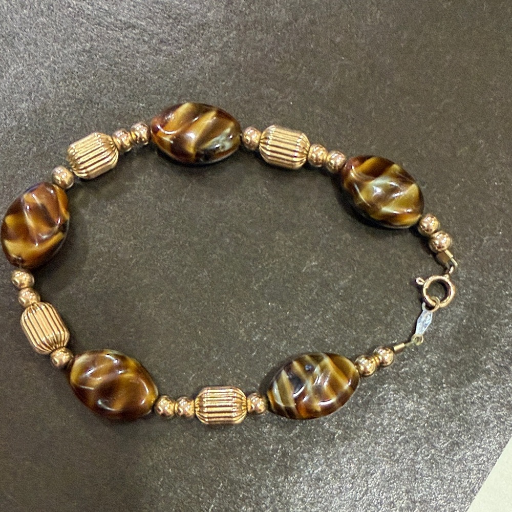 14k Gold Filled Tiger Eye vintage - Picture 4 of 5